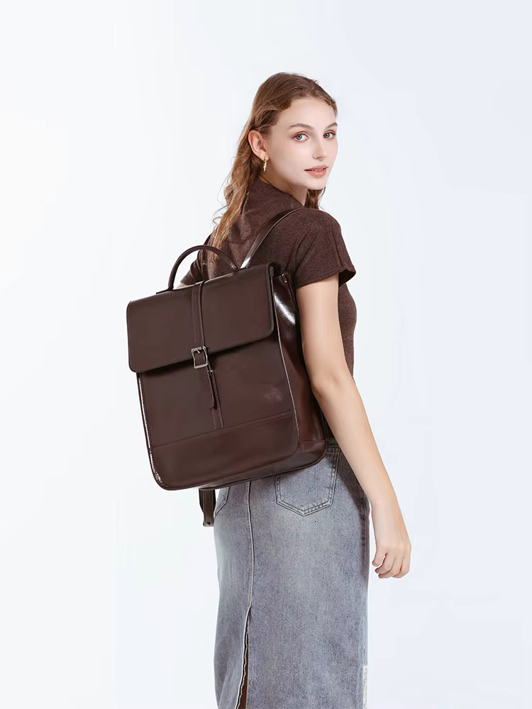 100% Genuine Letaher Waterproof Ladies Handbag Women Commuter Ccomputer Backpack For Students Schoolbag Bag Gift