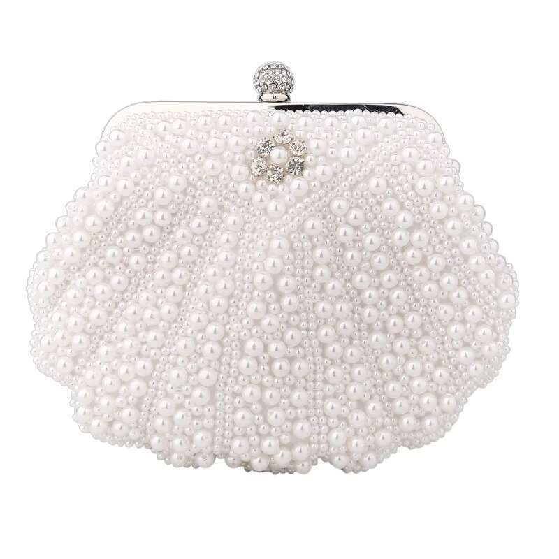 2023 Pearl Women Fashion Two Sided Beaded Evening Bag For Female Elegant 3 Colors Bridal Wedding Party Handbag Clutch