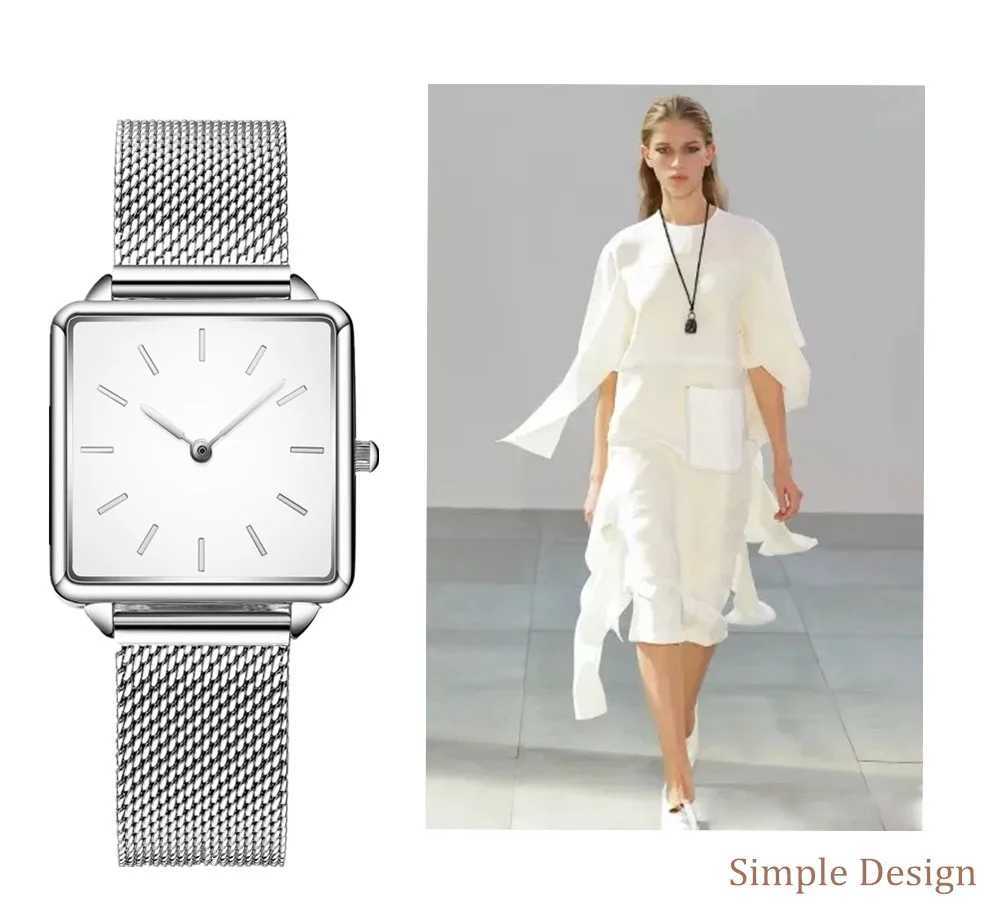 Luxury Women Watches Fashion Simple Square Ladies Quartz Wristwatch Metal Mesh Strap Elegant Lady Womens Watch Gift Reloj MujerXJ250213