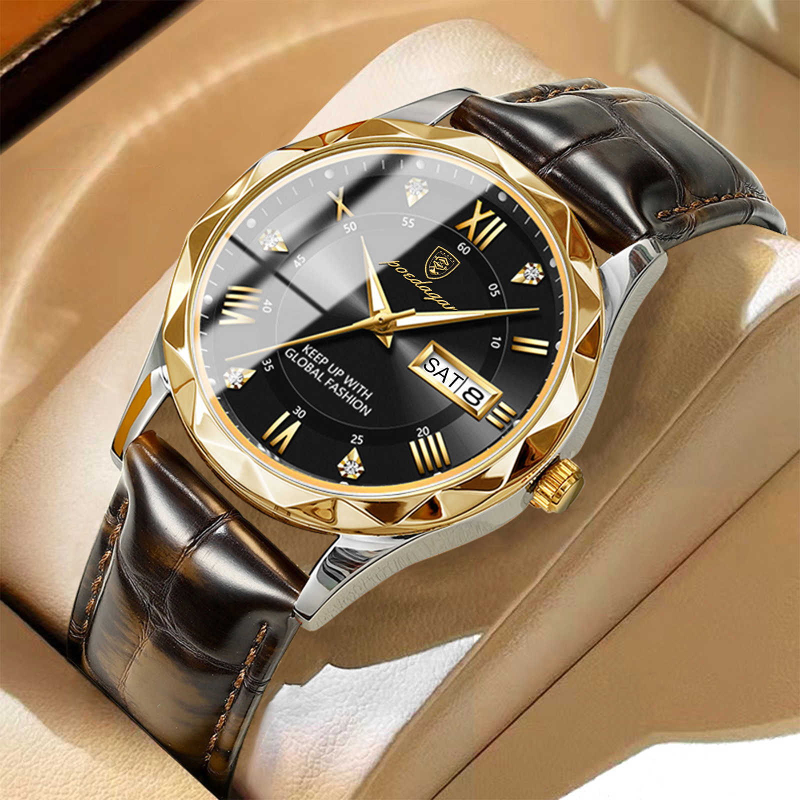 Swiss brand new belt mens watch luxury and fashion quartz watch live broadcast W250212