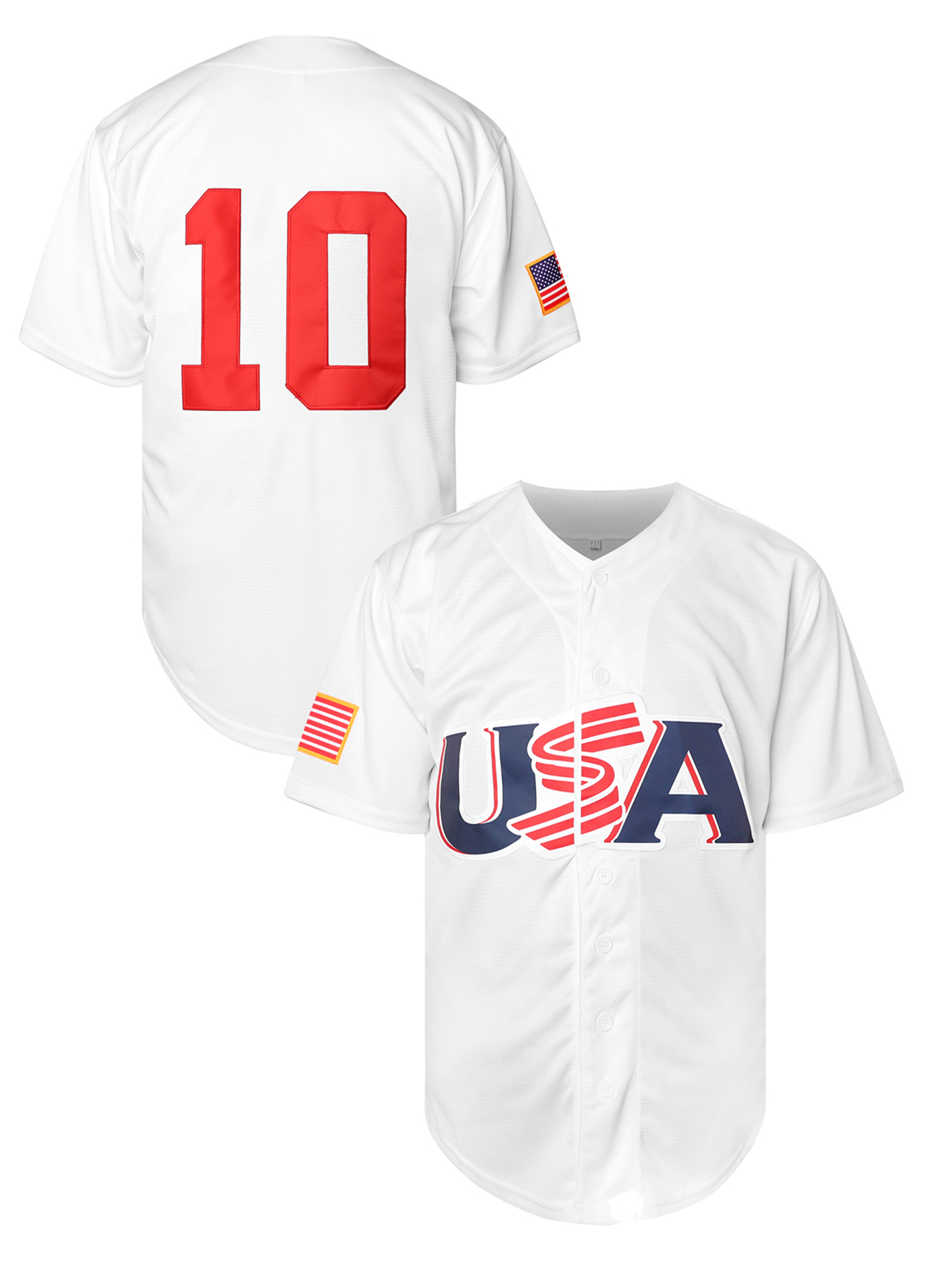Custom White USA Baseball Jersey Breathable Striped Short Sleeve Shirt with Letter Embroidered Design for Training and Competition Blank No Name Men W