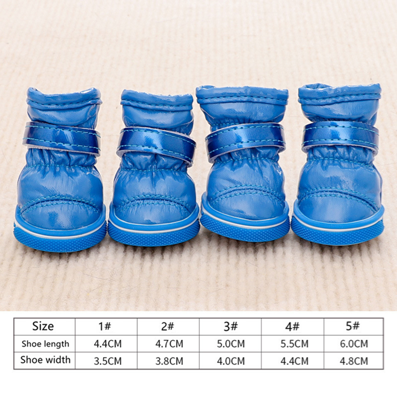 Dog Shoes for Cotton Shoes, Puppy Dog Boots Paw Protectors for Winter Snowy Day,Sole Thickened Wear-resistant, Patent Leather Cleans Easily, with Velc