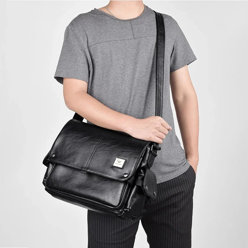 PU Leather Messenger Bag for Man Shoulder Crossbody Briefcase Office Executive Business Bolsas Casual Side Vintage Husband 250207