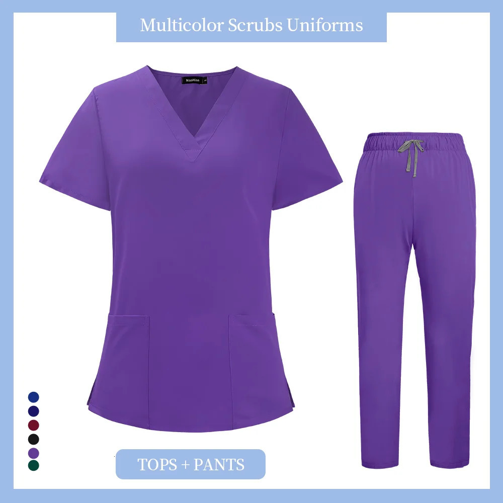 Pet grooming institution Scrubs set High Quality Spa Uniforms Unisex V-Neck Work clothes suits clothes Scrubs Tops Pants 250211