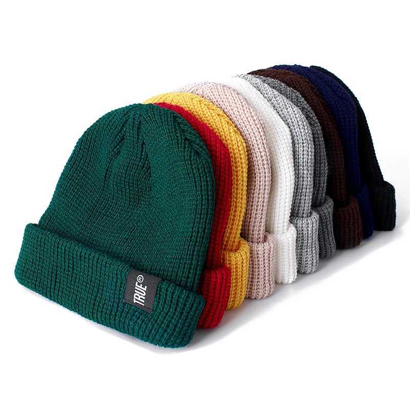 Letter True Unisex 10 Sailor Fishermans Winter Beanie Hat Ribbed Knitted Melon Cap Solid Sklcap Baggy Retro Ski Hat X250212