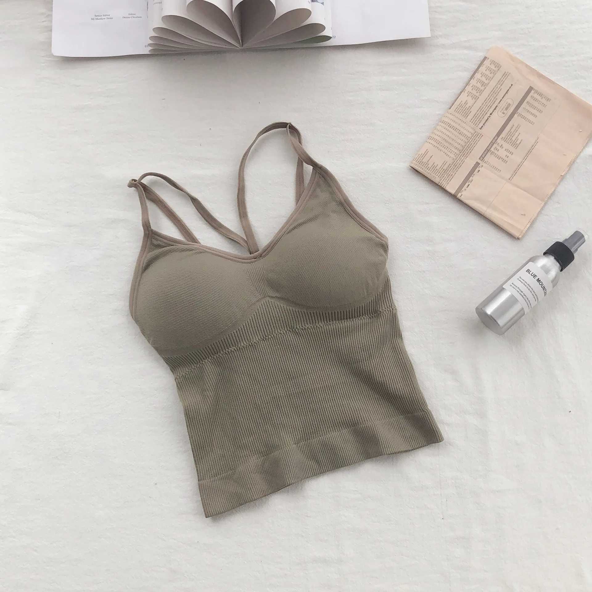 Women Cotton Underwear Push Up Bra Sexy Top Women Suspender Tank Up Fashion Solid Color Lingerie Fe Soft Top BrassreieXJ250212
