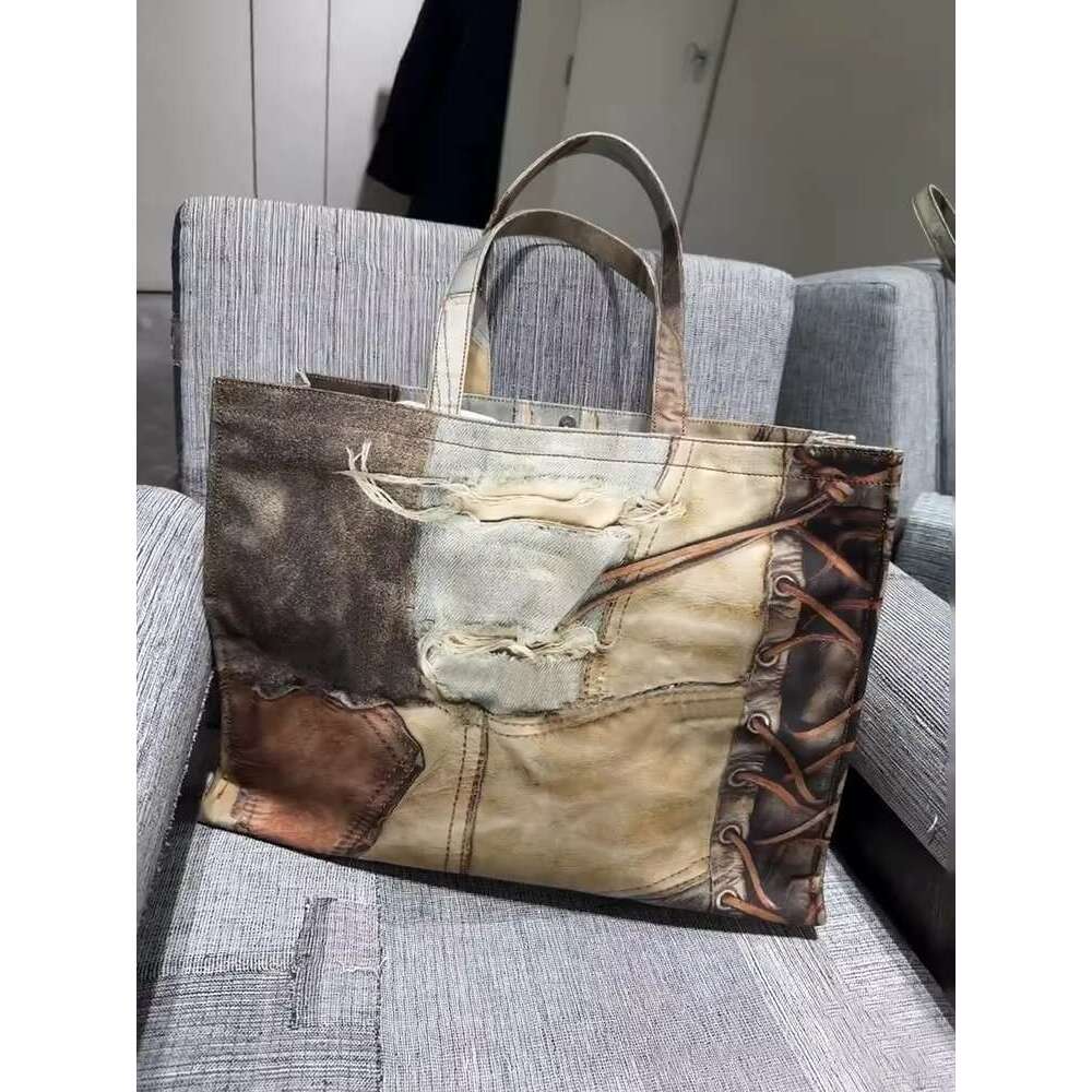 FIRMRANCH INS Trendy Style Retro Vintage Printed Shopping Bag With Large Capacity Women's One Shoulder Tote Leisure Pouch Purse