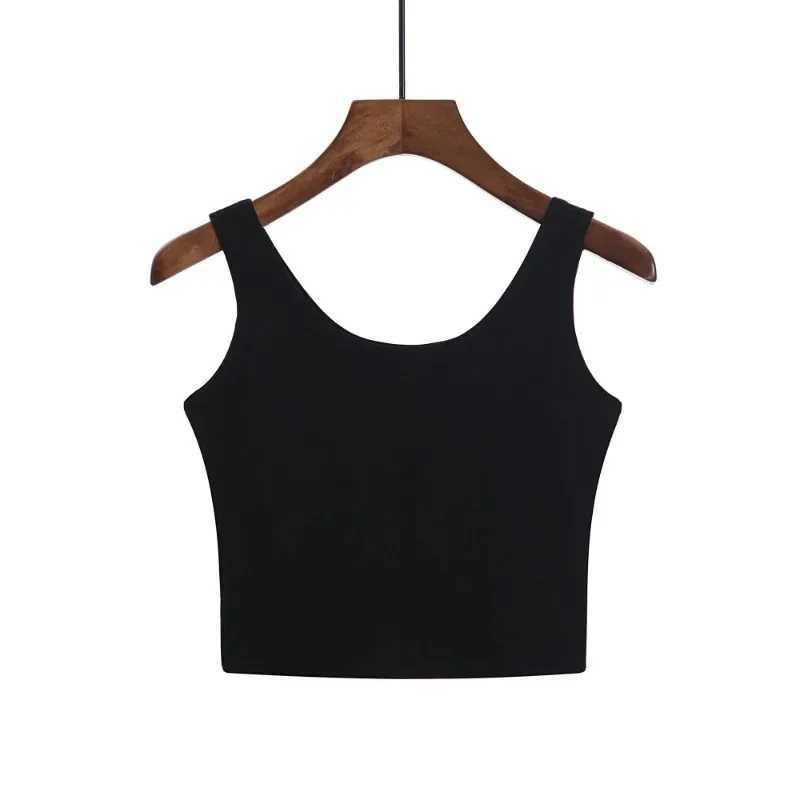 2024 Fashion Women Solid Color Suspender Camisole Tank Top for Womens Short Yoga Sports Crop Top Sveless Sexy Slim Fit TopsXJ250212