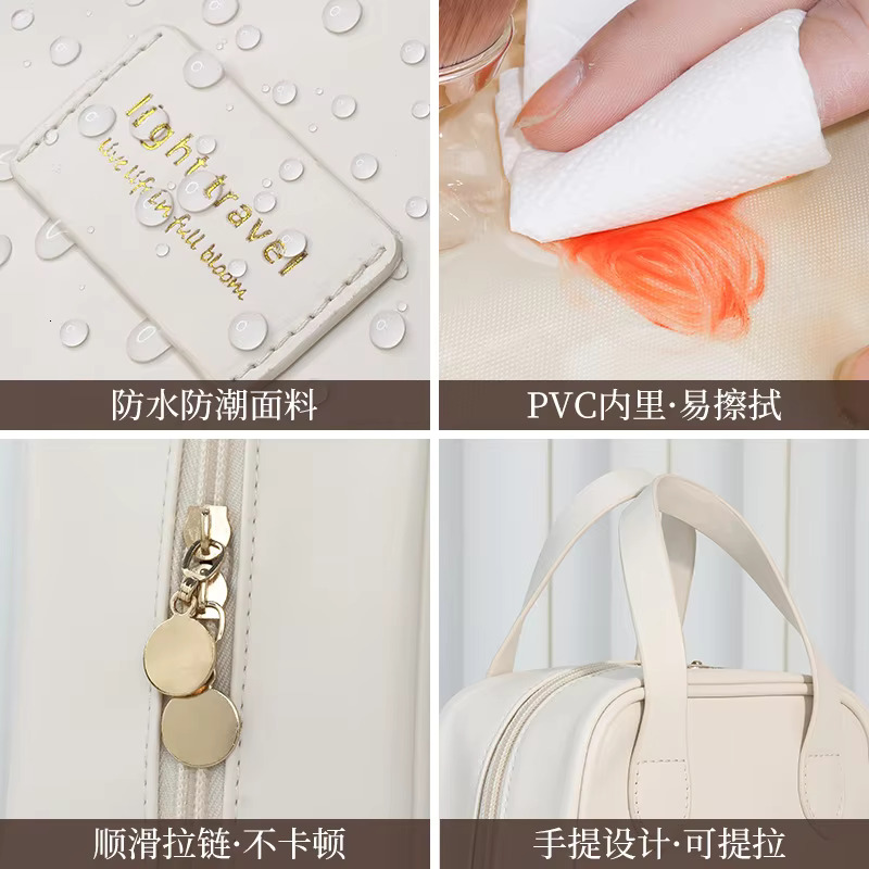 New women's fashion Shell portable makeup large-capacity PU leather waterproof storage travel wash cosmetic bag swissmilitary