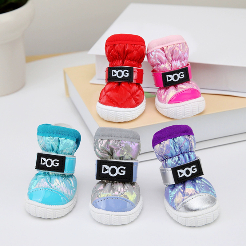 Dog Shoes for Cotton Shoes, Puppy Dog Boots Paw Protectors for Winter Snowy Day,Sole Thickened Wear Resistant, New Electroplated Colors, with Patent L
