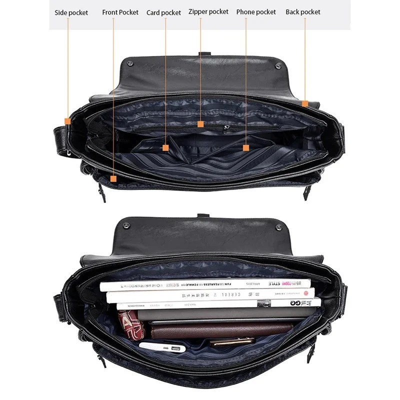 PU Leather Messenger Bag for Man Shoulder Crossbody Briefcase Office Executive Business Bolsas Casual Side Vintage Husband 250207