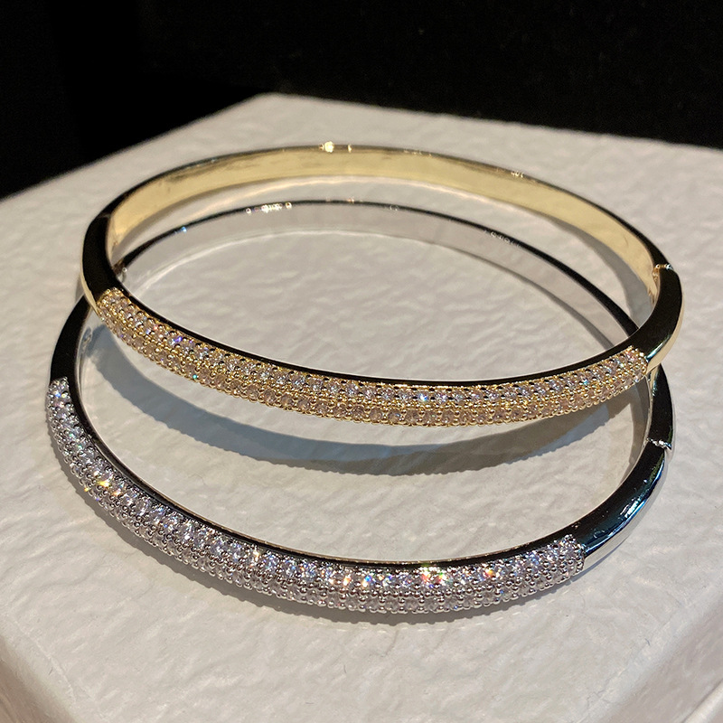 Elegant White Gold CZ Jewelry Bangle, Handmade Sparkling Bracelet for Weddings, Parties, and Gifts Free shipping