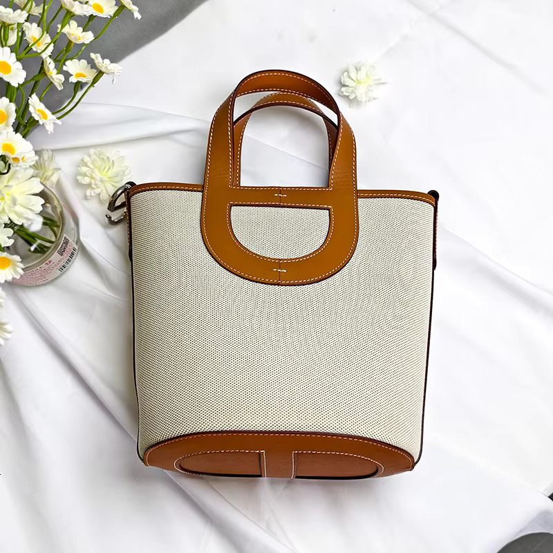 -Border Autumn And Winter New Single Shoulder Crossbody Bucket Bag Cowhide Large Capacity Good-Looking Women's Handbag Vege