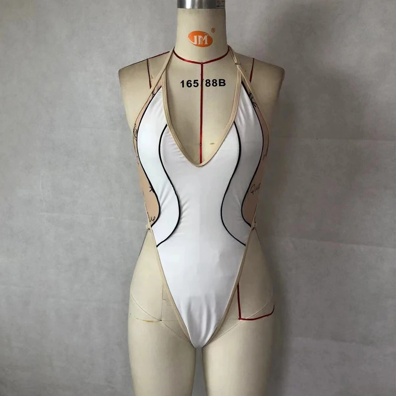 BEACHCICI Bikinis One Piece Summer Swimsuit For Women Sexy Contrast Color Halter Neck Backless Slim Holiday Beach Beachwear 250210