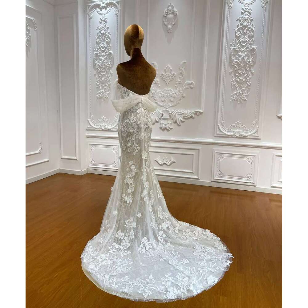 Customized M028 Off The Shoulder Applique Lace Beach Mermaid Wedding Dress