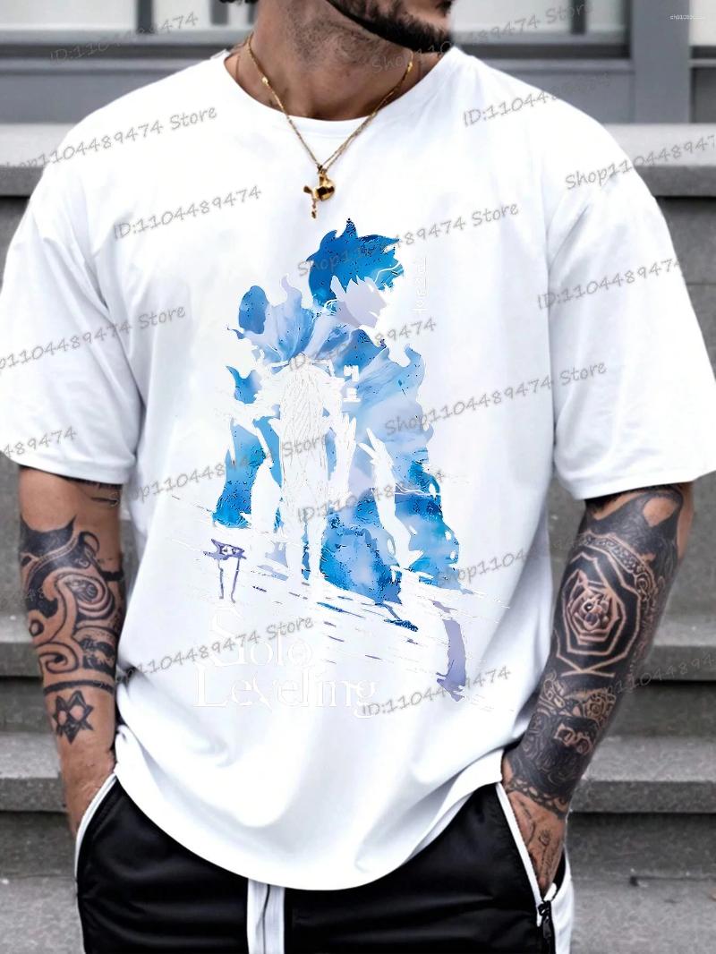 Men's T Shirts Vintage Anime Print Solo Leveling T-shirt Men Women Cotton Shirt Beru And Sung Jin-woo Streetwear Crew Neck Tops