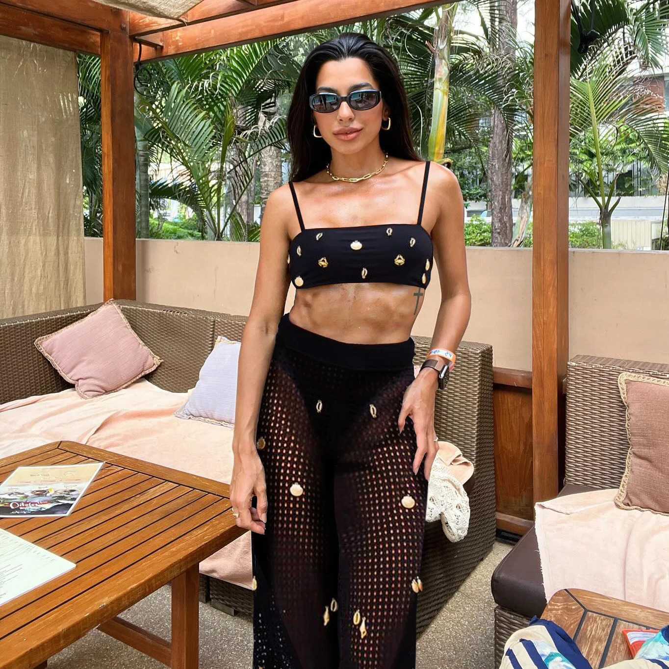 Sexy 3 Pieces Bikini Women Swimsuit With Crochet Pants Female Swimwear One Shoulder Bikini Tassels Swim Suit Bodysuit Beachwear 250210