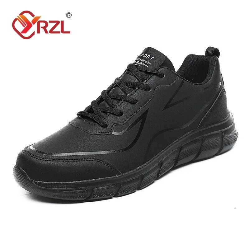 YRZL Black Running Shoes Leather Waterproof Athletic Sneakers Men Wear-resistant Men Walking Sport Shoes Cfortable Men Shoes Z250212