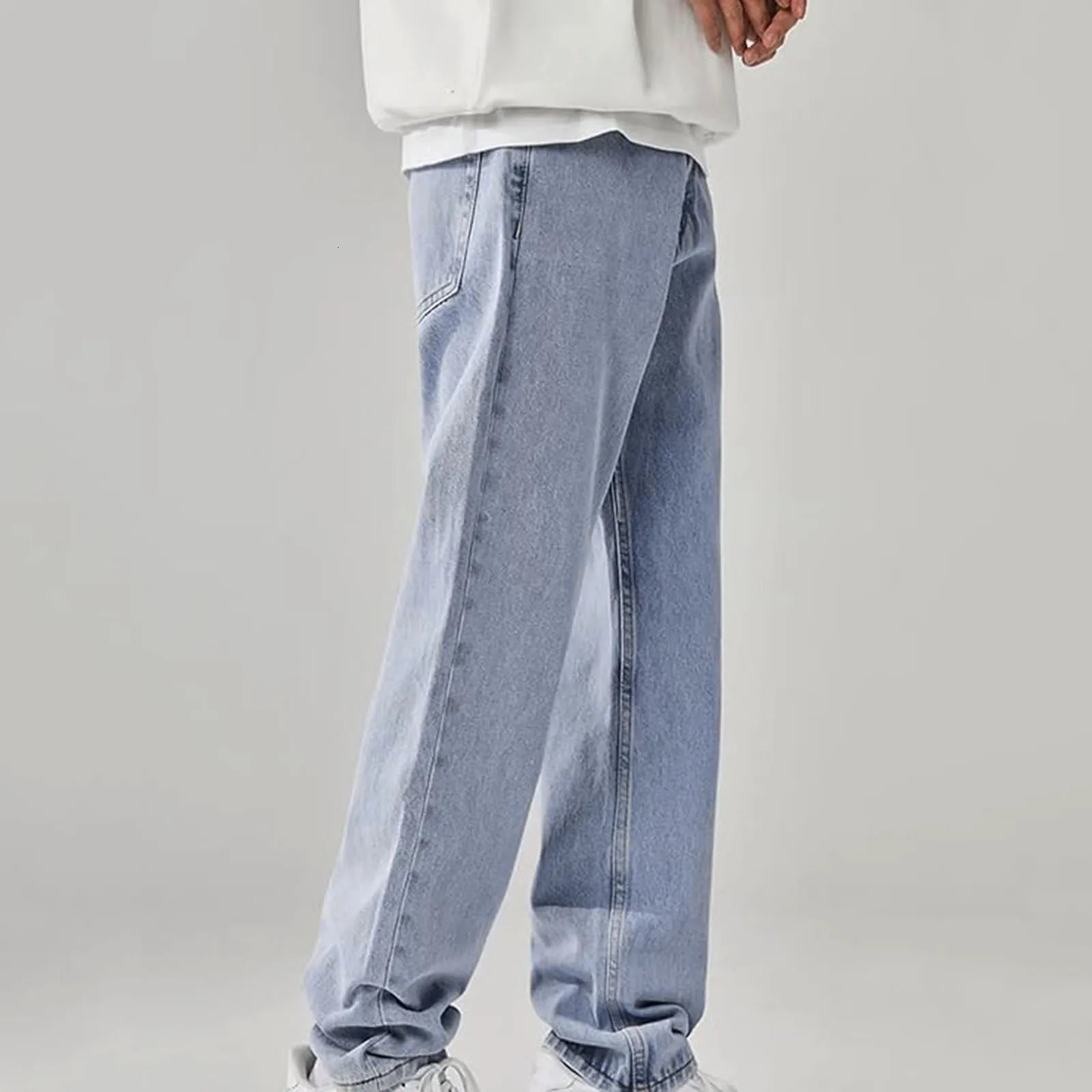 Mens Jeans Denim Pants Fashion Y2k Baggy Streetwear Hip Hop Korean Style Straight Trousers Male Clothes 250210
