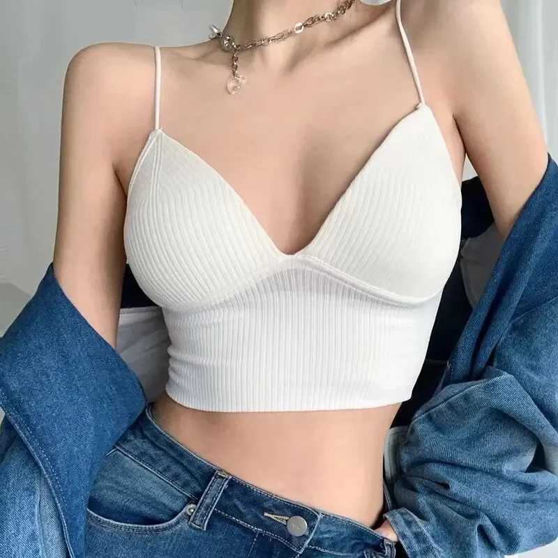 Spring And Summer New Products Small Halter Vest With One Piece Fixed Cup Chest Binding Outside Wear Soled Strapless TopXJ250212