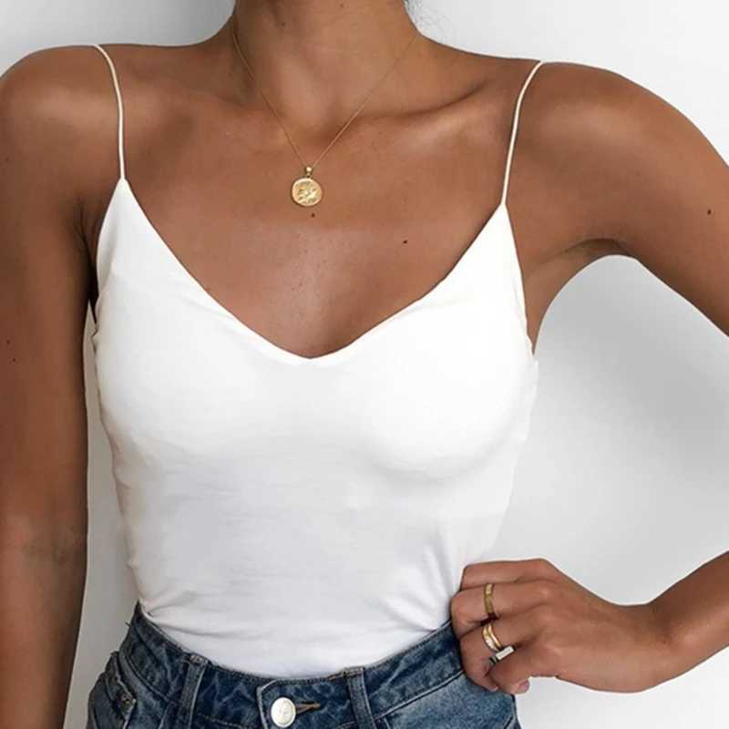 Summer Sexy Women Thin Wild Solid Camis Vest Tank Tops Fe Strap Basic Tops Slim Sveless CamisoleXJ250212