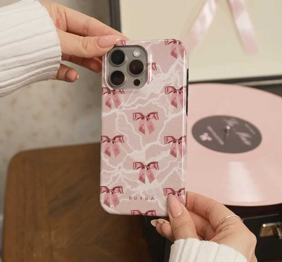 BURGA Cute Bows Phone Case for iPhone 16 15 14 13 12 11 Pro Max X XS XR XSMax 7 8 Plus Glossy Film Hard PC Cover Z250211