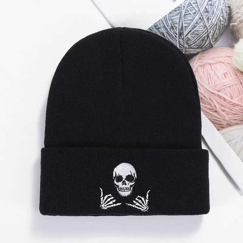 Winter solid beanie hat Warm cap Acrylic skeleton glass knitted hat Unisex men wen slippery ski glass cap hat X250212