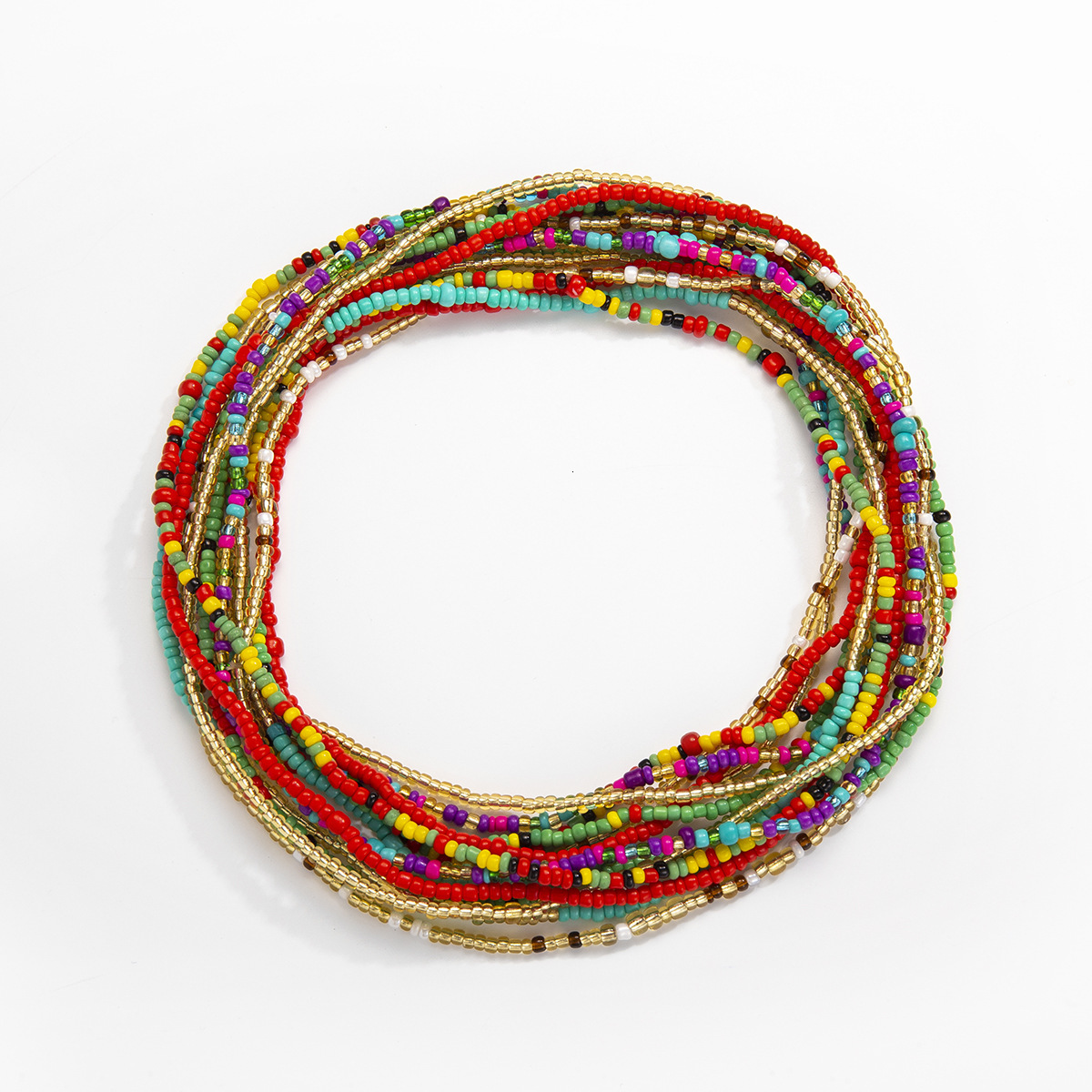 Woman Fashionable multi-layered mixed body accessories, sexy handmade beaded contrasting beige bead designer waist chain set