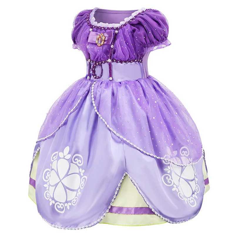 Little Princess Dress For Girl Sofia Children Pearl Applique Cosplay Costume Kids Halloween Luxury Fluffy Tulle Clothes NewXJ250117