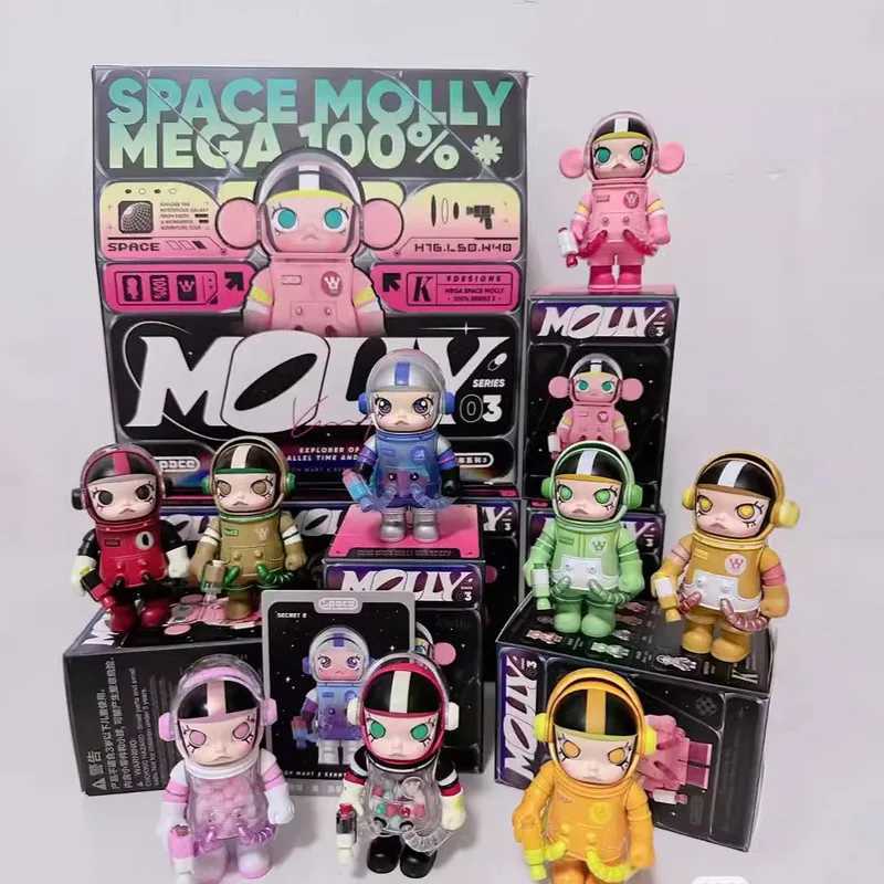 Bubble Mart Collection Jasmine Blind Box Mega Space Molly 100% Anniversary Series Third Generation Ornament HandmadeXJ250212