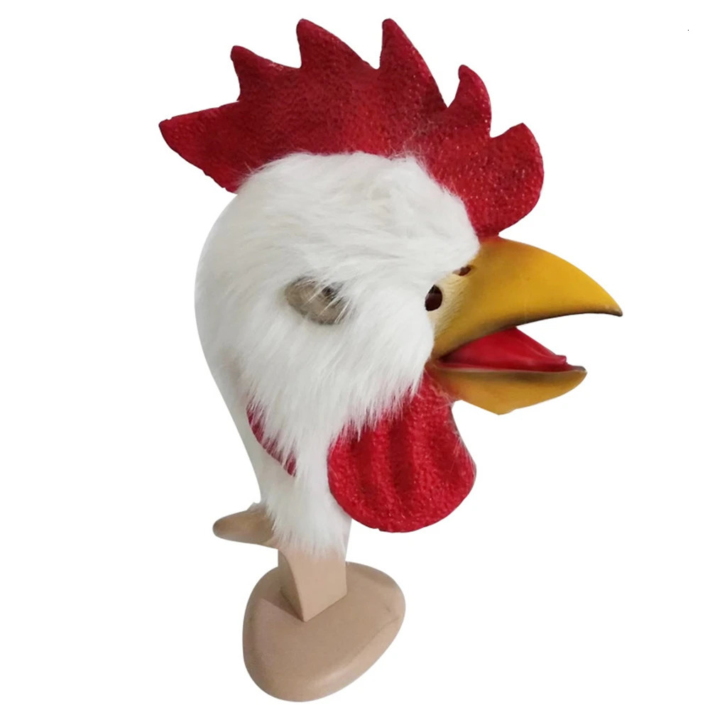 Rooster Mask Chicken Mask Halloween Novelty Costume Party Latex Animal Head Face Rooster Cosplay Props Carnival Accessor 250222