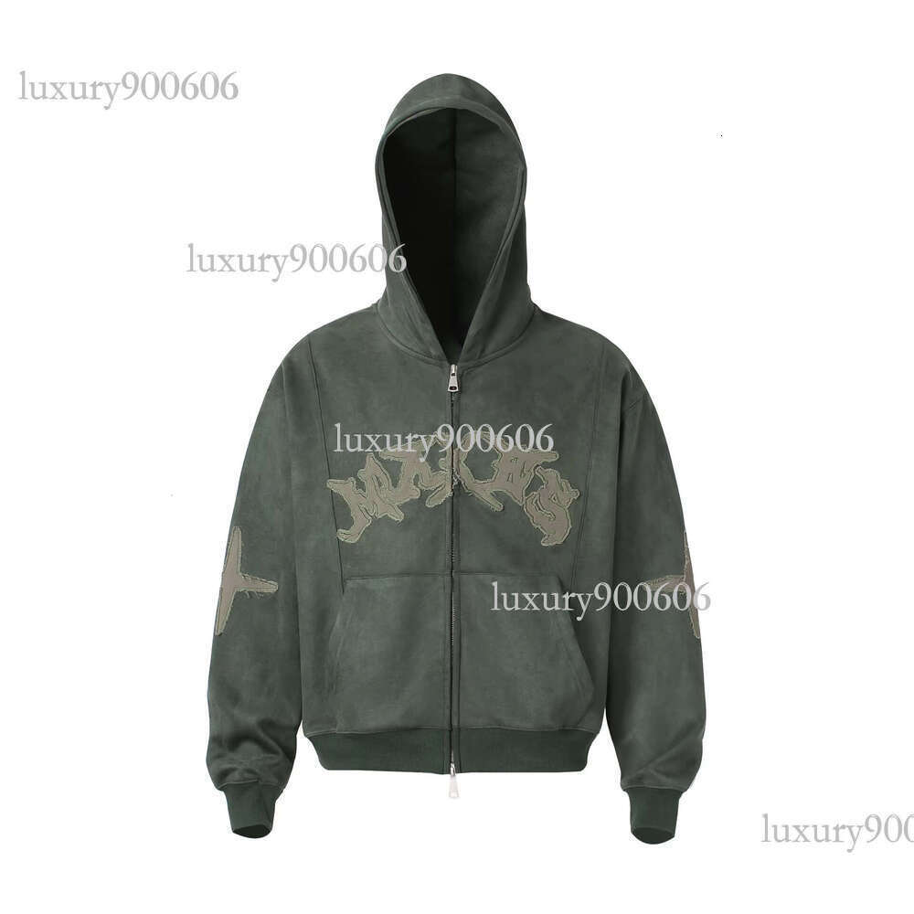 Patch Trend Design American PFNW Suede gewrf Hooded Sweatshirt Jacket Men's Spring 2025 New Zipper Cardigan Outerwear Tide Top 28W5886