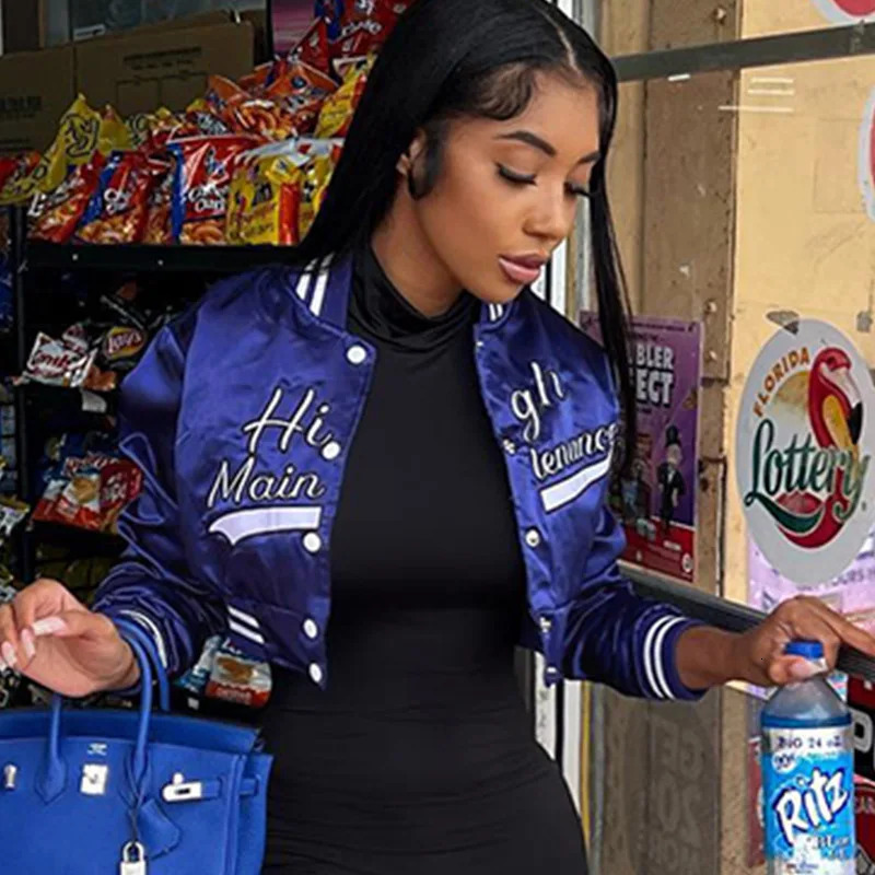 Women Casual O-neck Letter Embroidery Short Baseball Jacket Slim Vintage Cropped Coat Ladies Classic streetwear Clothing 250212