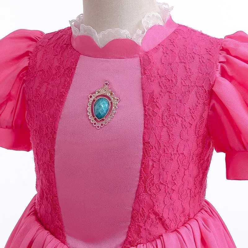 Peach Princess Cosplay Game Dress for Girls 2024 Children Halloween Christmas Carnival Stage Performace Birthday Par CostumeXJ250117