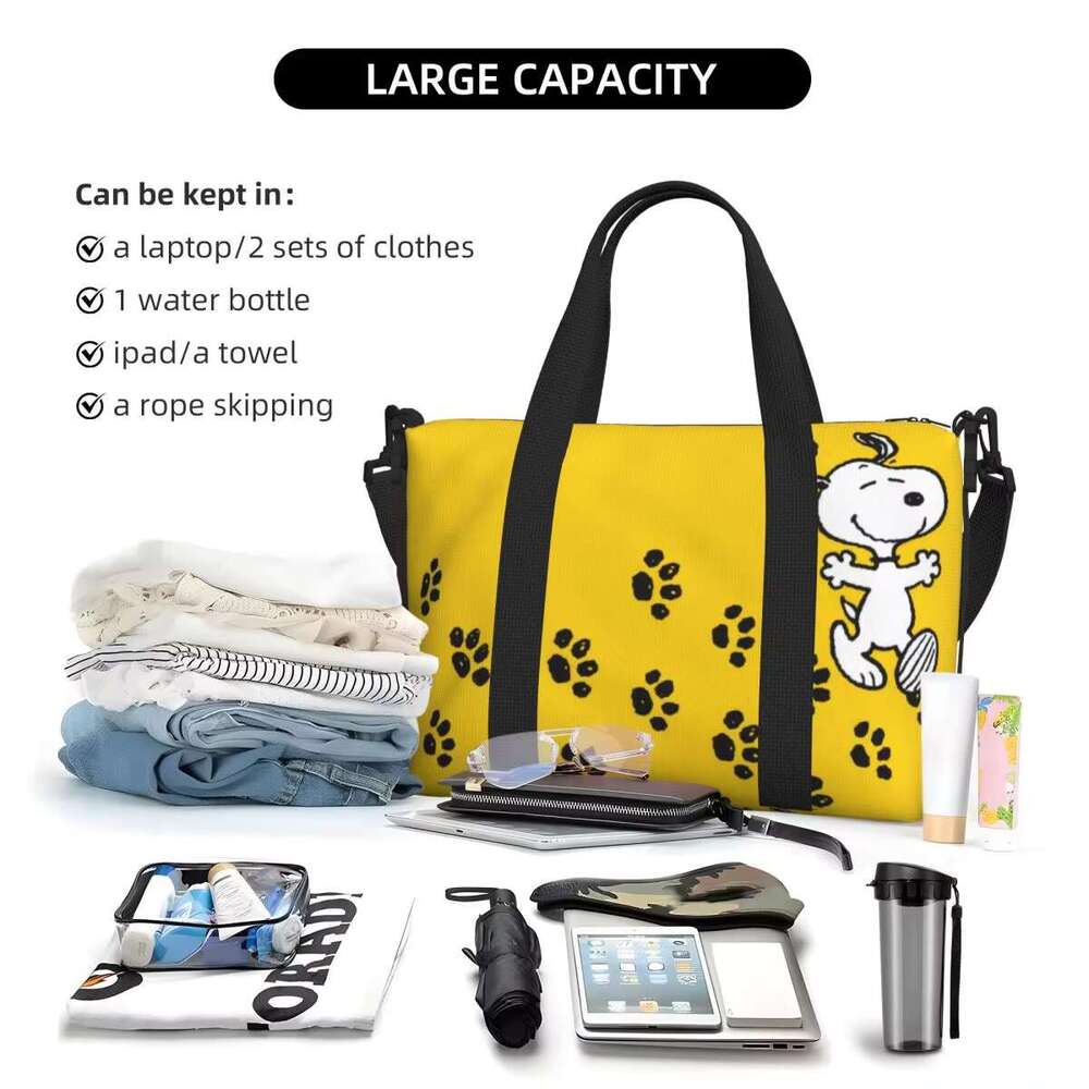Custom Snoopys Paw Print Path Grocery Tote Shopping Women Large Capacity Cartoon Comic Dog Beach Gym Travel Bags