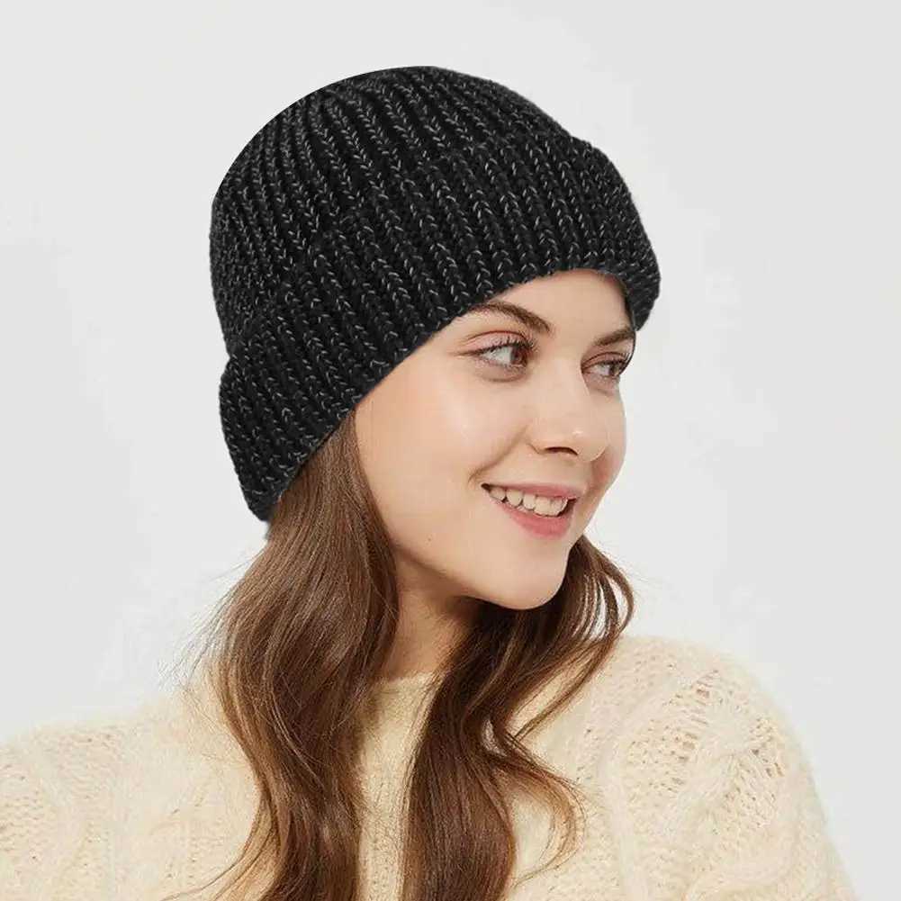 Cycling Reflective Knit Caps Winter Warm Sklcaps Reflective Beanie Hat Winter Outdoor Sports Reflective Hat For Hiking Cycling X250212