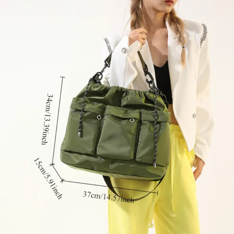 Student Crossbody Bag Large Capacity Nylon Shoulder Bag Multi Functional Handbag Multi Pocket Mommy Bag 250207