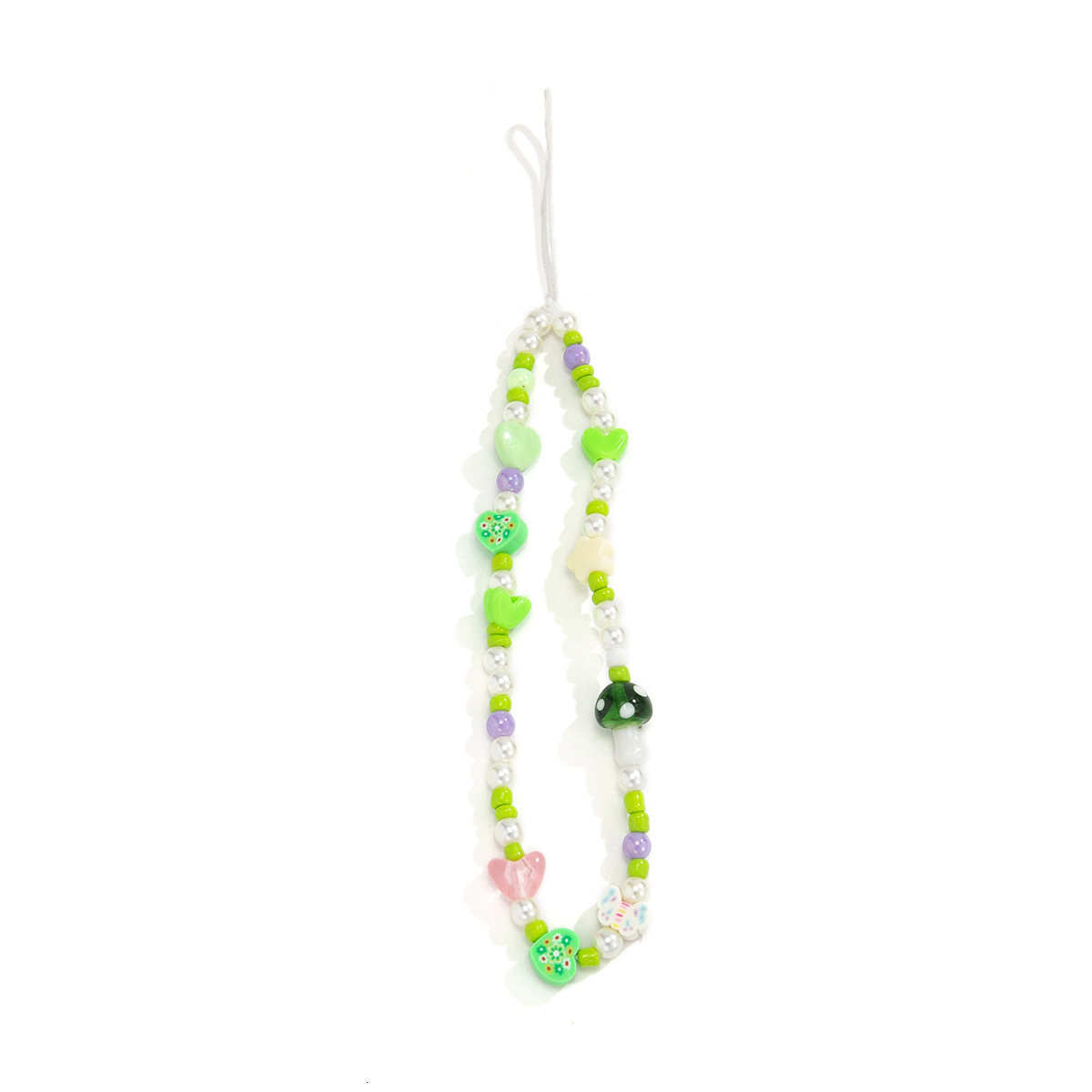 designer Woman Jewelry minimalist contrasting color patchwork bag, hand decoration, hanging rope, ethnic style beaded mushroom fashion pendant