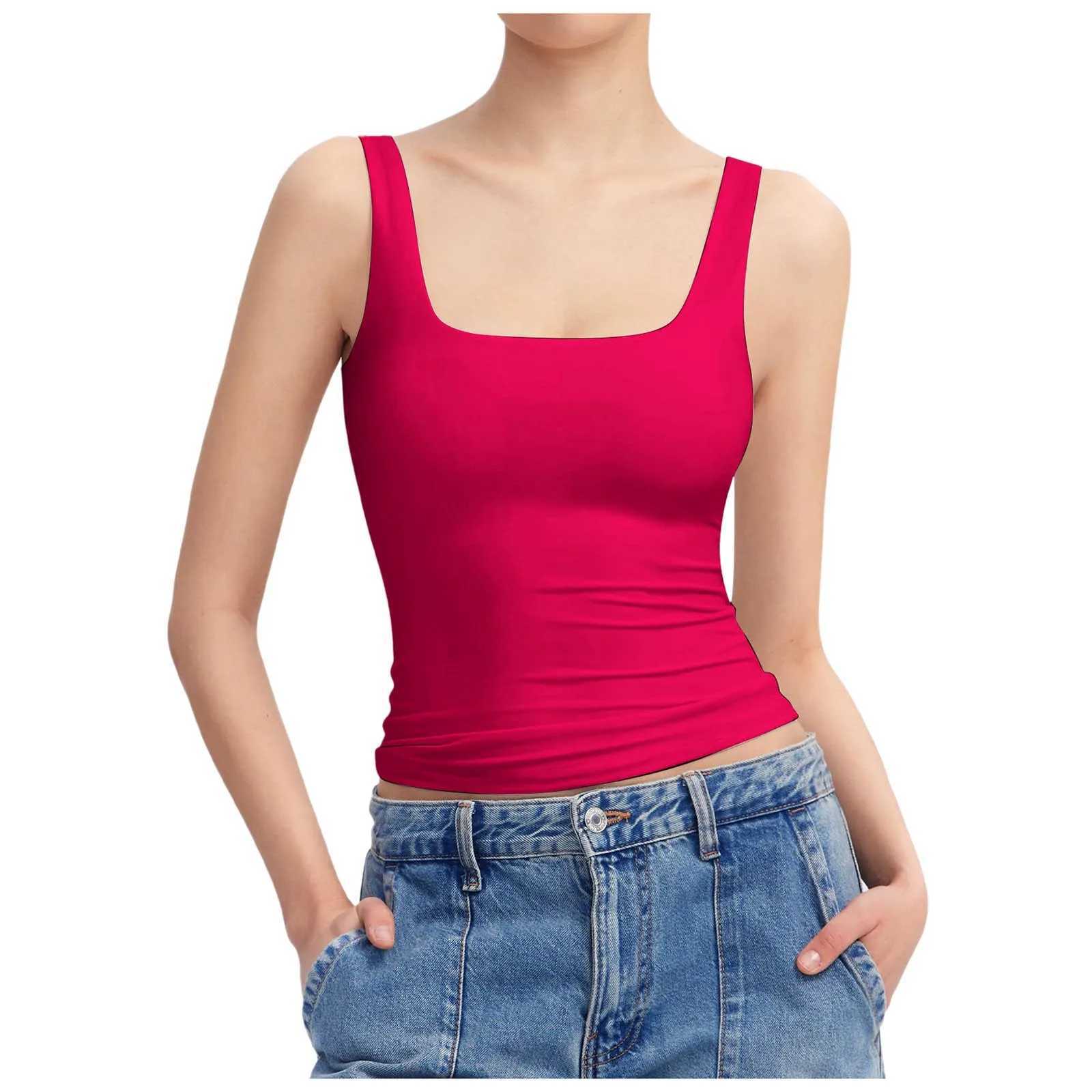 Casual Crop Tank Top WomenS Scoop Neck Sveless Knit Ribbed Fitted Sexy Slim Vest Tops Sveless T Shirt For Ladies SummerXJ250212
