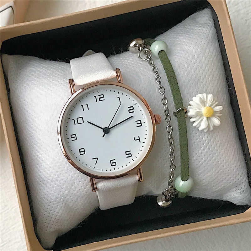 Green Watch Female Student Exam Artistic and Minimalist Temperament Junior High School Student Showcases White Forest Style Versatile Quartz Watch Fem