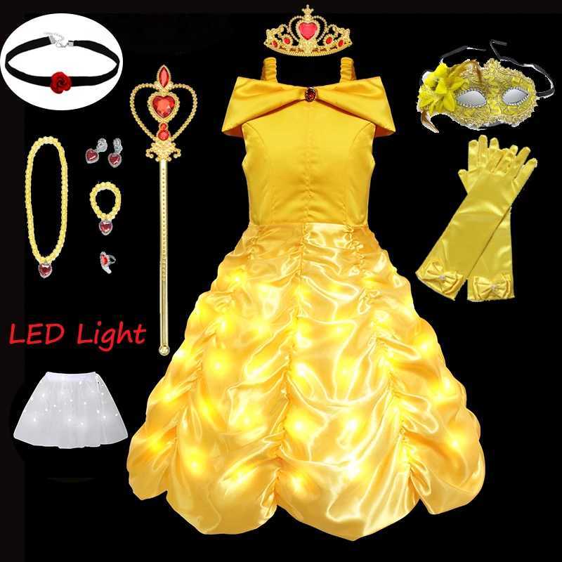 LED Light Princess Beau Girls Cosplay Dress Kids Sleeveless Floral Dress kids Halloween Carnival Birthday Par Costume GownXJ250117