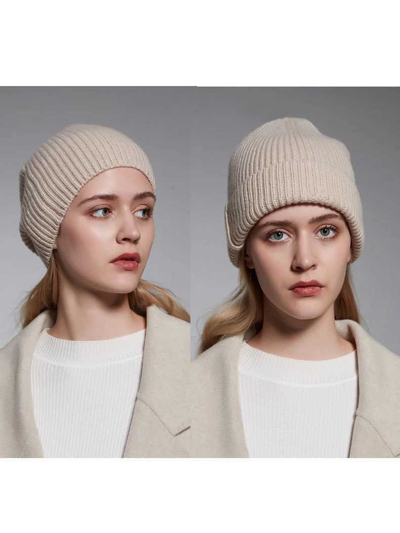 Knitted pure wool bean winter warm unisex hat fashionable unisex X250212