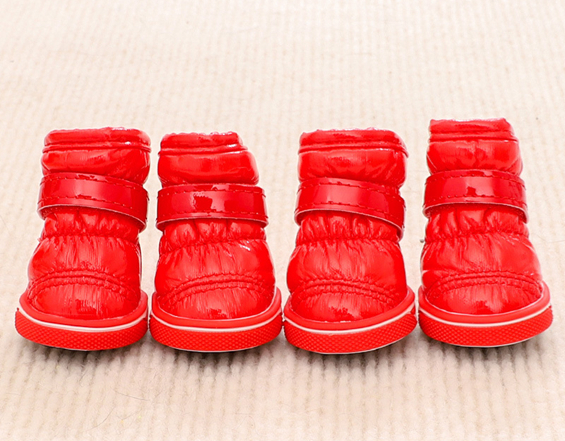 Dog Shoes for Cotton Shoes, Puppy Dog Boots Paw Protectors for Winter Snowy Day,Sole Thickened Wear-resistant, Patent Leather Cleans Easily, with Velc