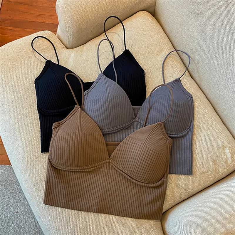 Spring And Summer New Products Small Halter Vest With One Piece Fixed Cup Chest Binding Outside Wear Soled Strapless TopXJ250212