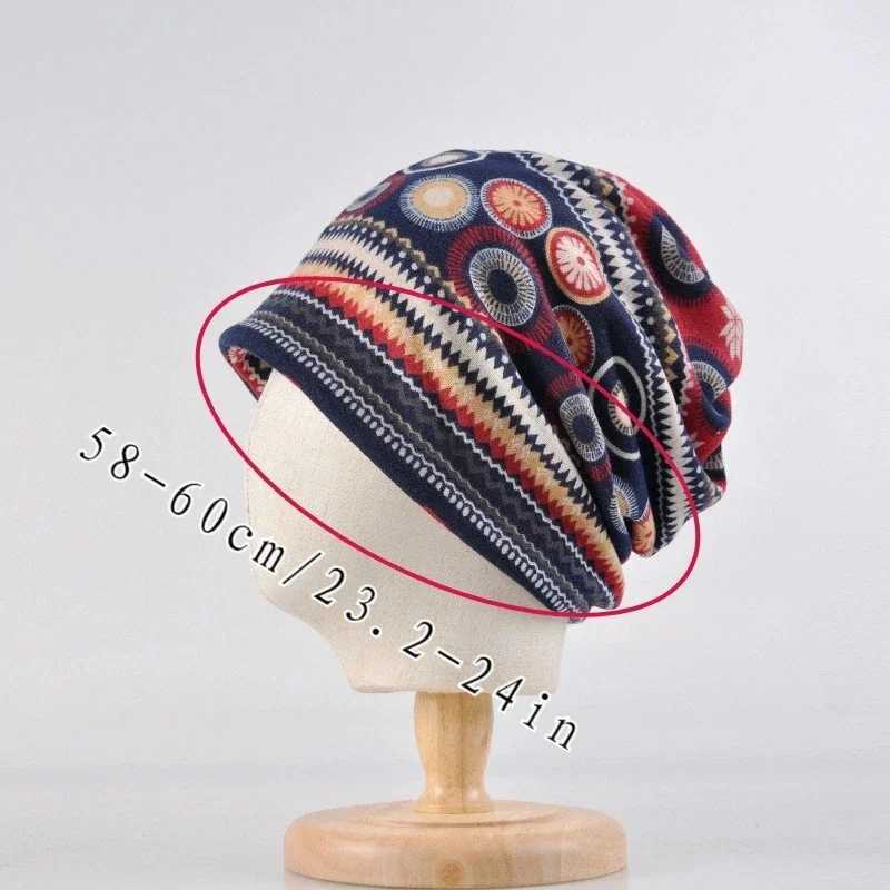 Retro Printed Knitted Sklies Caps Warm Windproof Stretchable Beanies Hats For Men Wen Autumn Winter Sports Skiing Casual Hat X250212