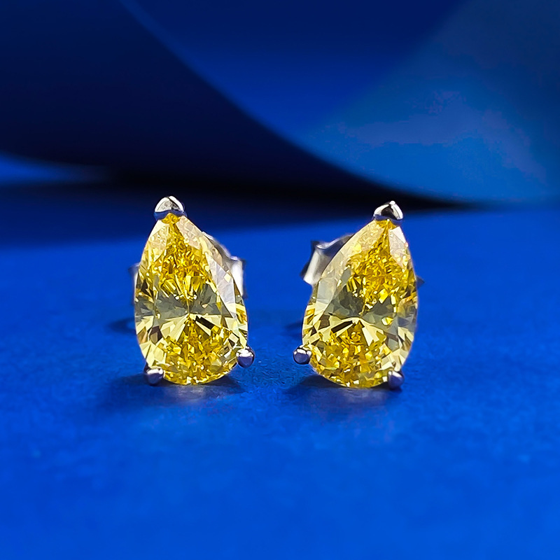 Rulalei Unique Brand Stud Earrings High Quality Luxury Jewelry Pure 100% 925 Sterling Silver Water Drop Blue Moissanite Diamond Party Women Wedding Ea
