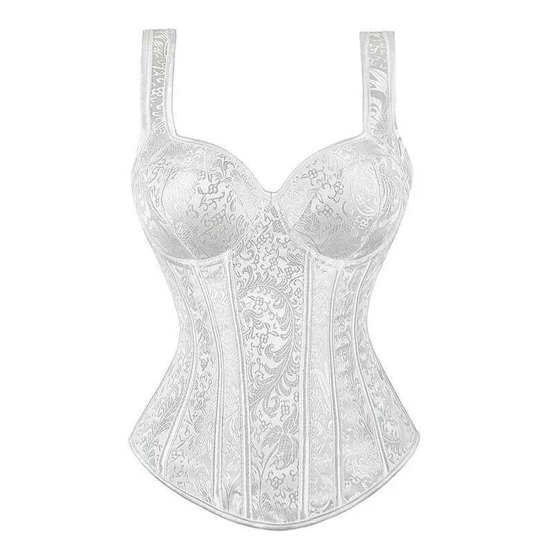 Women Corset with Straps Black Overbust Corsets Vest Plus Size Steampunk Corsets and Bustiers Lace Up Boned Jacquard Corset TopXJ250212