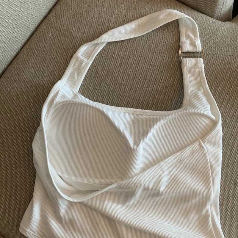 Comfortable and close fitting Open back Slim fitting top Suspender Short Sveless With chest pads Clothing feXJ250212