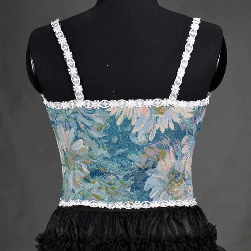 Fashion Lolita Shirt Women Tank Tops Camis Harajuku Vintage y2k Corset Woman Clothing Blusas Sexy Ladies Crop Top Camiseta jerXJ250212