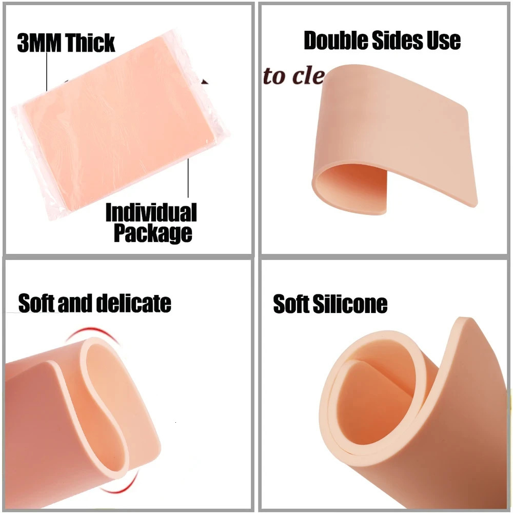 1/3/5/8/10/15pcs Tattoo Practice Skin M Silicone Fake Skin Double-Sided for anent Makeup Training Supply Tattoo Accessory 250207